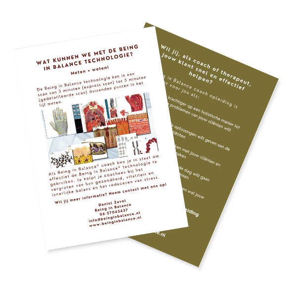 Flyer Being In Balance ontworpen door VA Experience